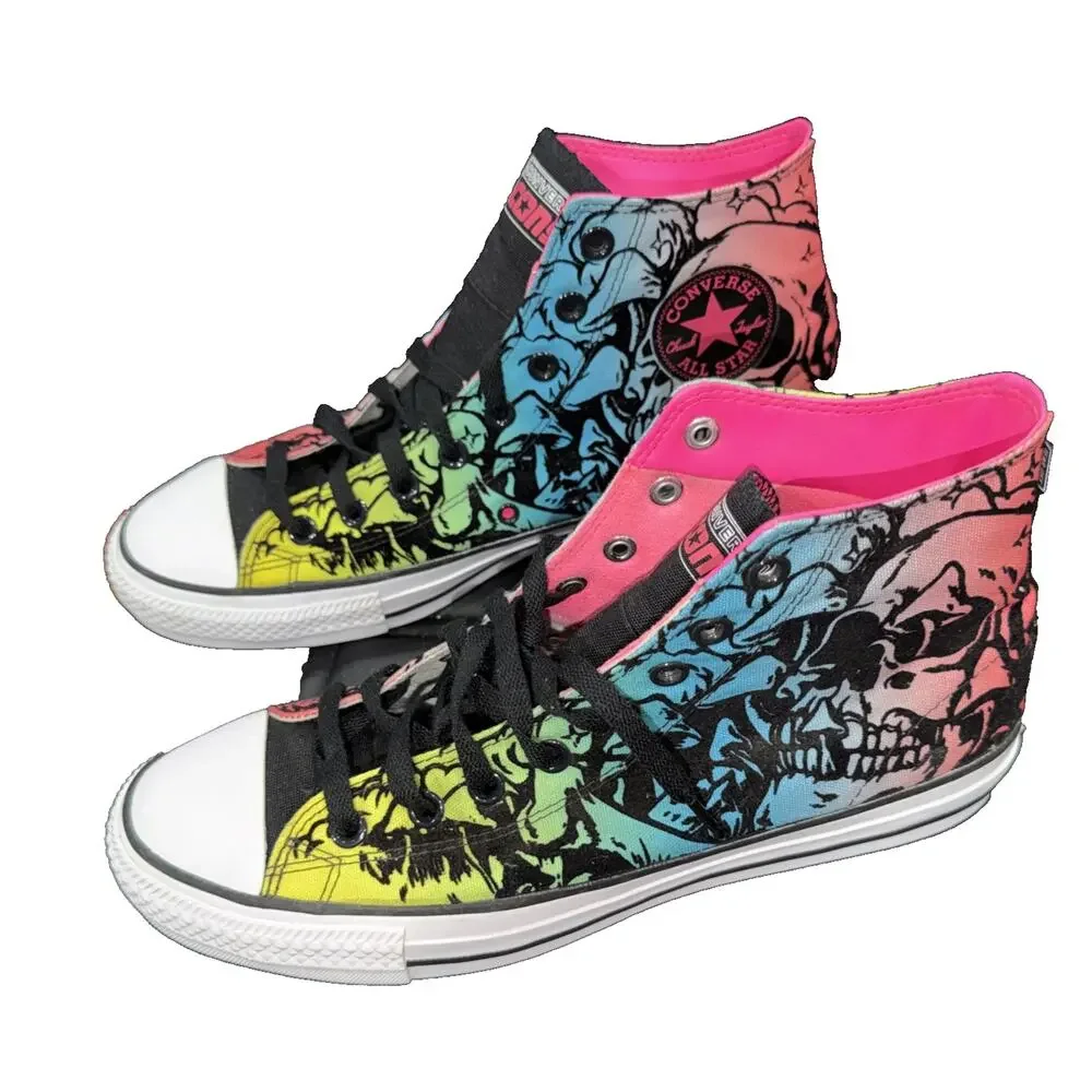 Converse CONS Skull Tie Dye High Top Sneakers Men 9 Women 11 - Picture 1 of 7